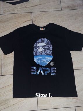 Bape Black Tee with Blue & Purple Space Ape Head